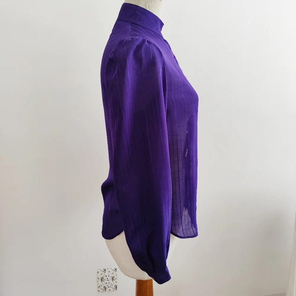 Vintage Evan Picone Blouse Top / Rich Purple / Size 8 - Picture 3 of 6